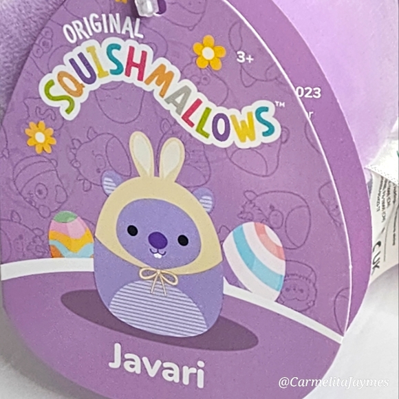 WON IN CLAW MACHINE JAVARI 🐰 Purple Groundhog w Bunny Ears Squishmallow NWT - Picture 2 of 8